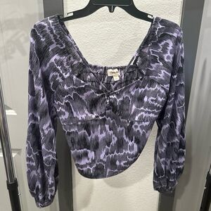 Open Edit Purple and Black Long Sleeve Top